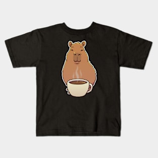 Capybara with Coffee Cup Kids T-Shirt